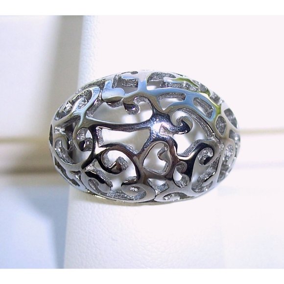 STAINLESS STEEL Open Work Design Dome Ring - Picture 12 of 14